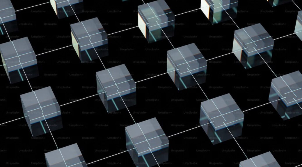 illustration of glass cubes on a black background