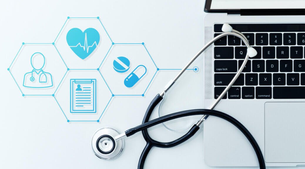 Stethoscope on laptop keyboard