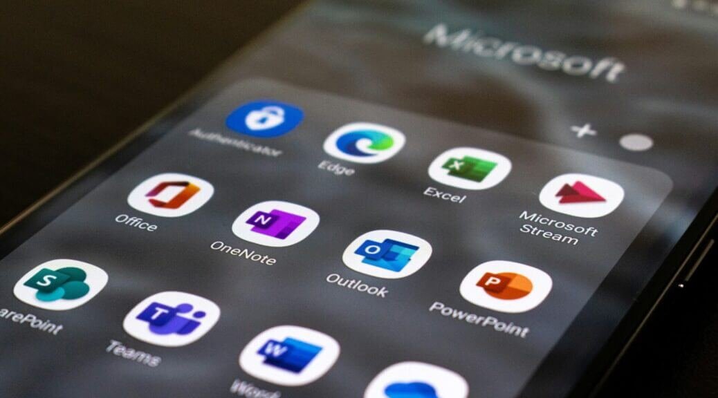 closeup image of a smartphone, microsoft apps