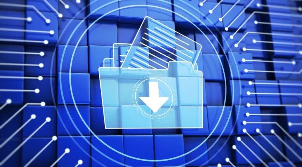 illustration of a folder with documents on a blue background