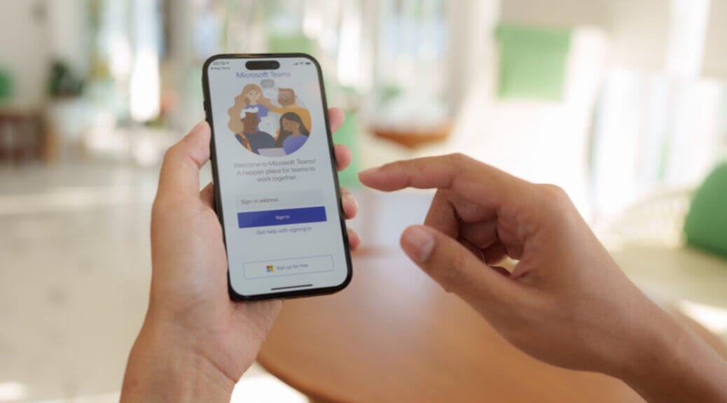 Individual using a Microsoft Teams mobile application.
